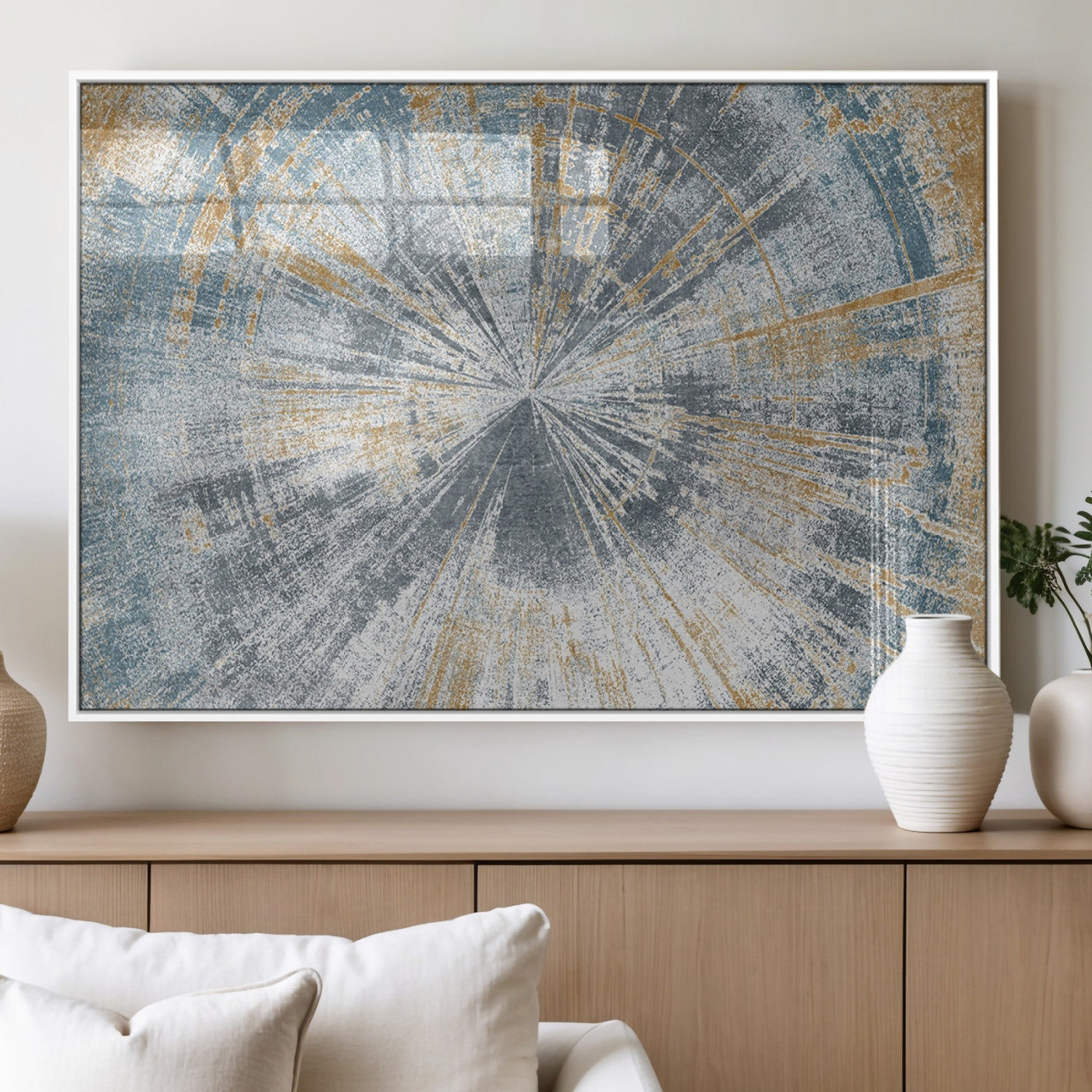 17631-MGV-FP-36X24-3P_White-Radiant Abstract Wood Rings Canvas Art – Modern Triptych Wall Decor for Living Room or Farmhouse