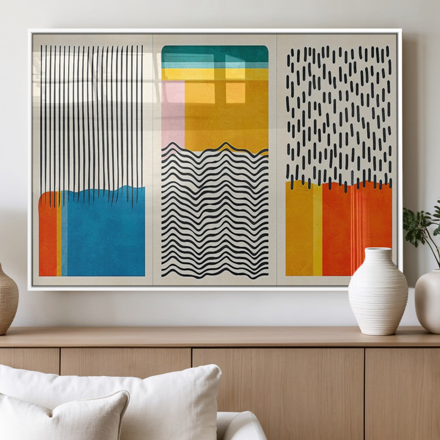 MGV-FP-36X24-3P - Canvas Print Wall Art Abstract Illustrs Art Boho, Framed Abstract Boho Art