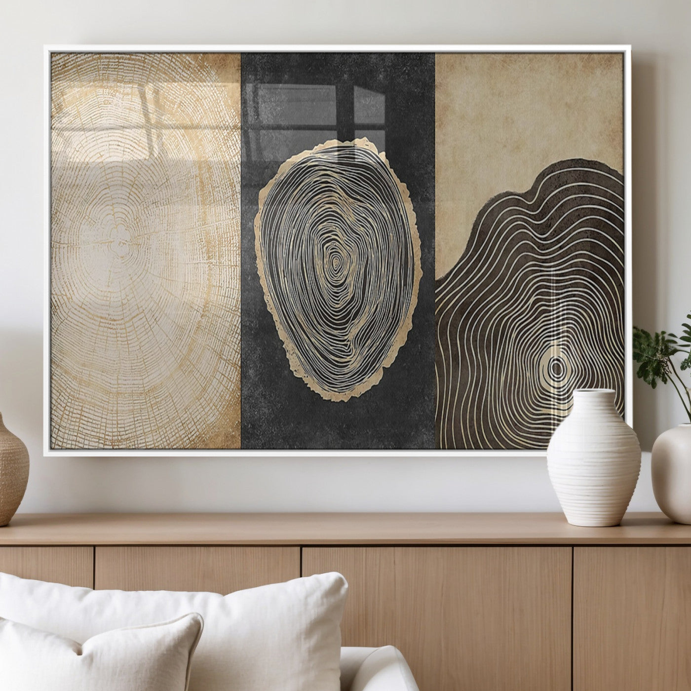 MGV-FP-36X24-3P - Tree Rings Canvas Wall Art Print – Minimalist Natural History in Modern Decor - Minimalist Boho Wall