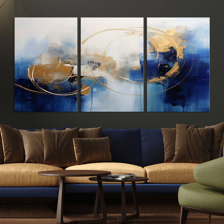 Navy Blue Abstract Wall Art Canvas Print