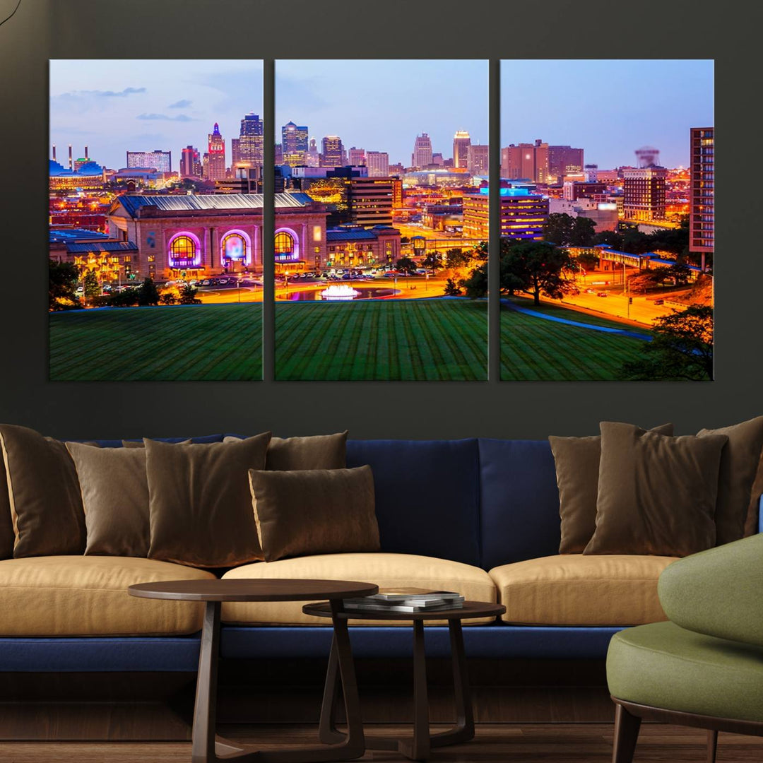 Impression sur toile de nuit de Kansas City, art mural et