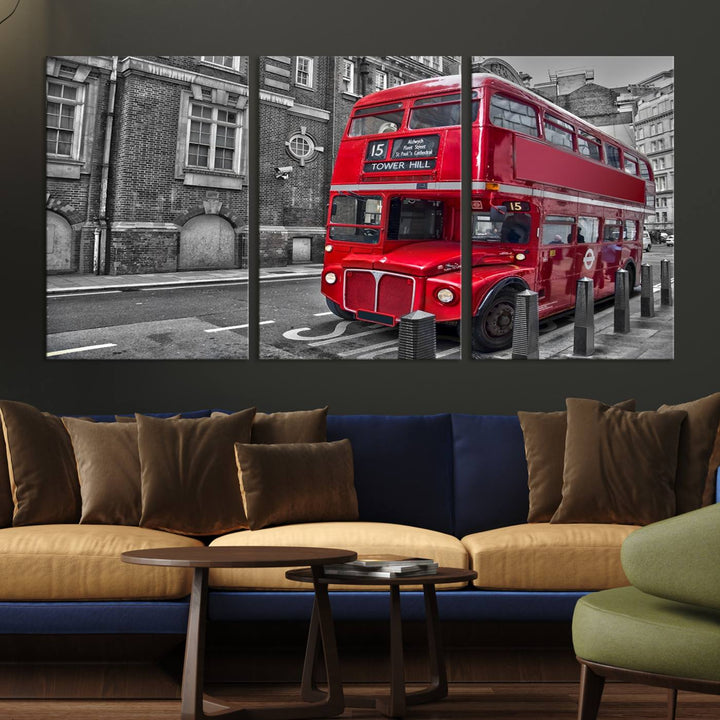 London Red Bus Wall Art, Red Telephone Club, London Night Canvas Print