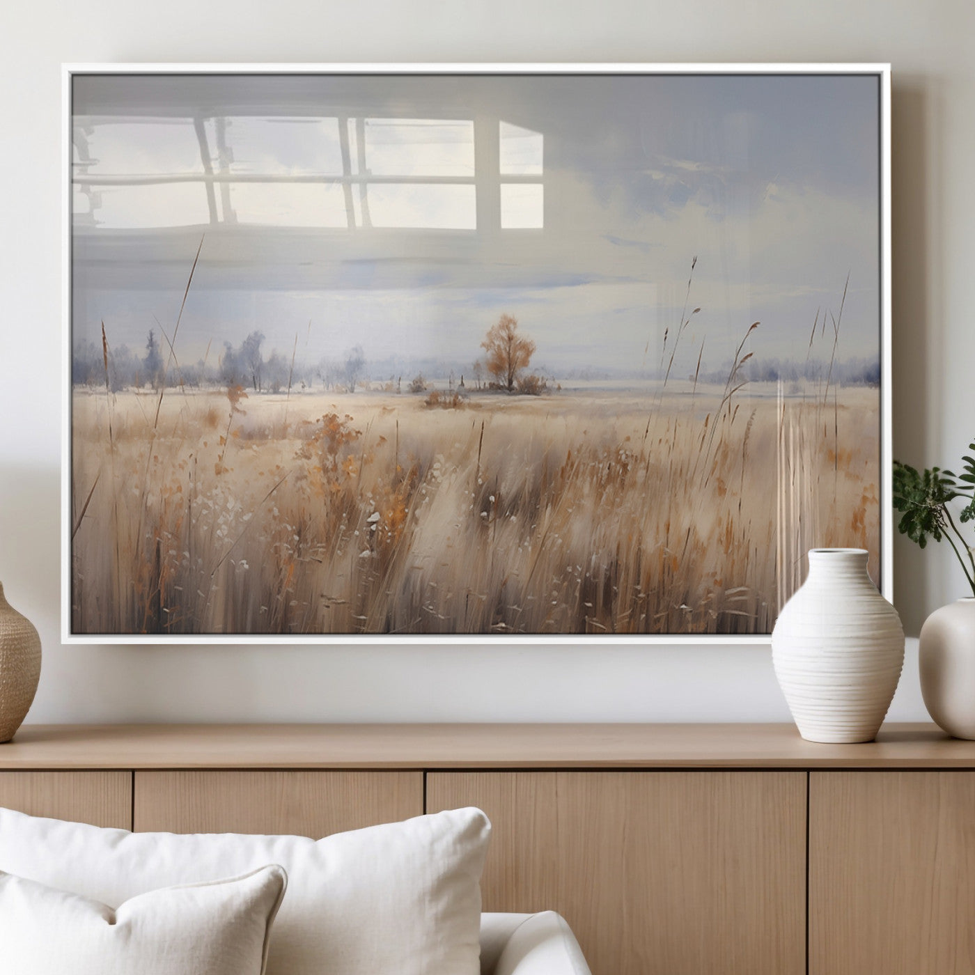 MGV-FP-36X24-3P - Golden Fields Wall Art Print Canvas – Serene Landscape of Nature’s Tranquility in Minimalist for