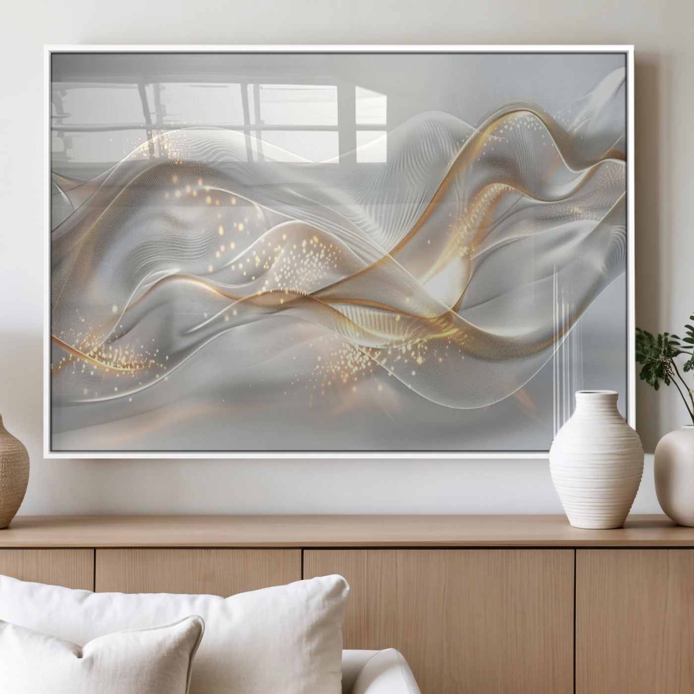 Lines2-MGV-FP-36X24-3P_White-Abstract art Grey and Gold Lines Wall Art
