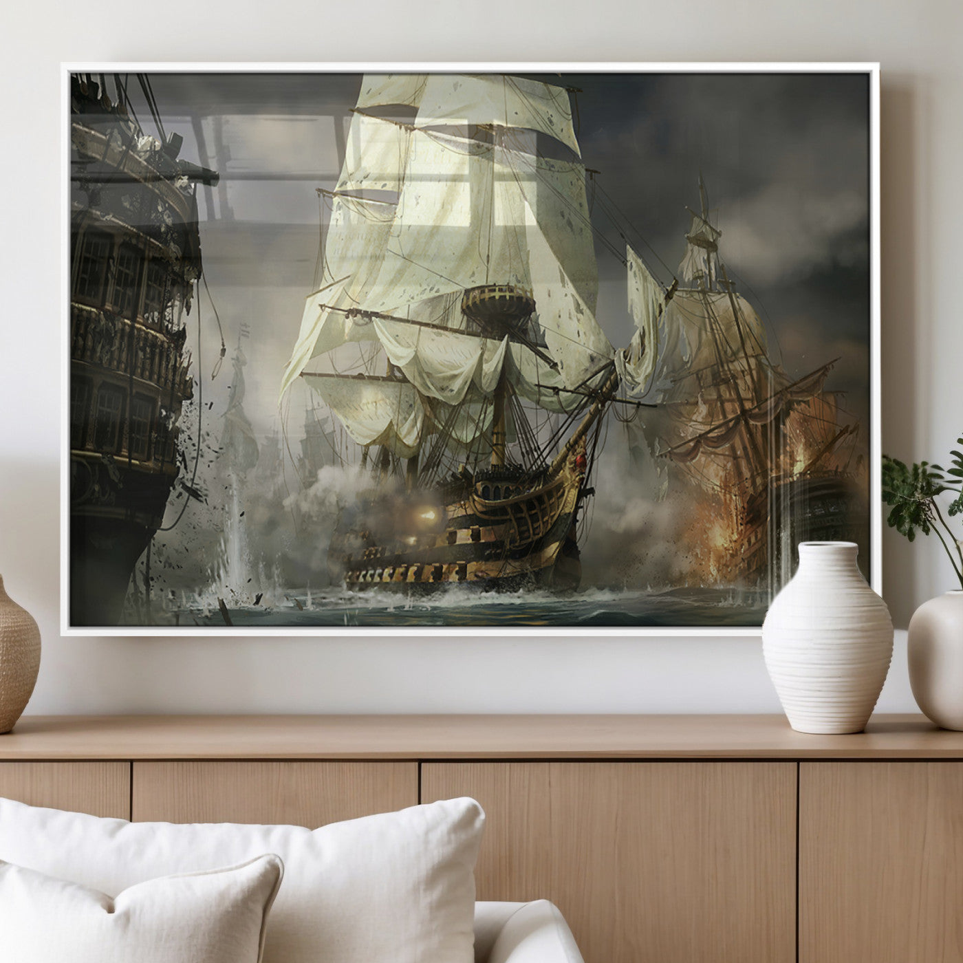 MGV-FP-36X24-3P - Pirate Ship War Wall Art Canvas Print