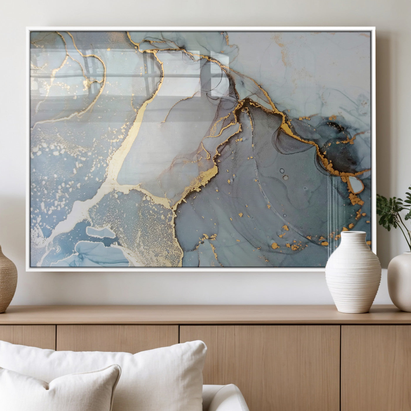86878-MGV-FP-36X24-3P_White-Large Abstract Marble Wall Art Canvas Print for Living Room and Farmhouse Decor