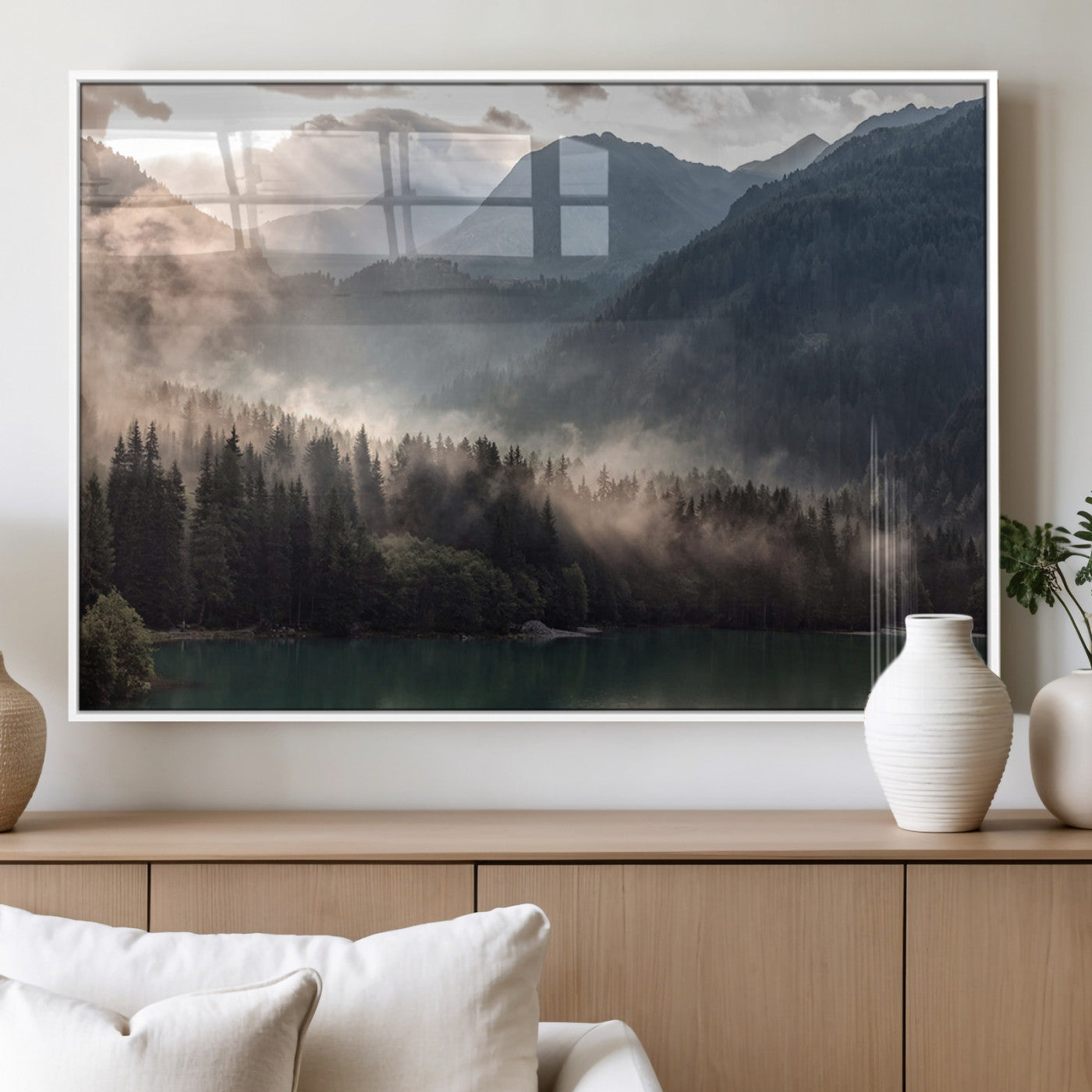 MGV-FP-36X24-3P - Foggy Mountain Canvas Print Forest Wall Art