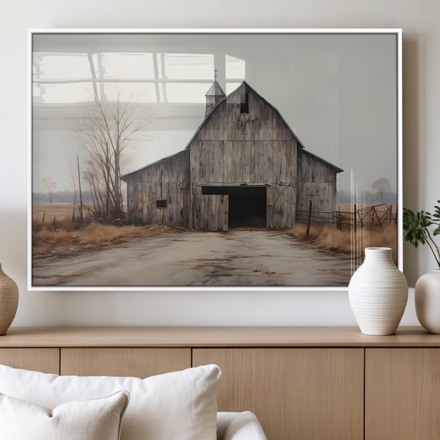 MGV-FP-36X24-3P - Farmhouse Rustic Barn Wall Art Canvas Print – Framed and Ready to Hang – Perfect Addition to