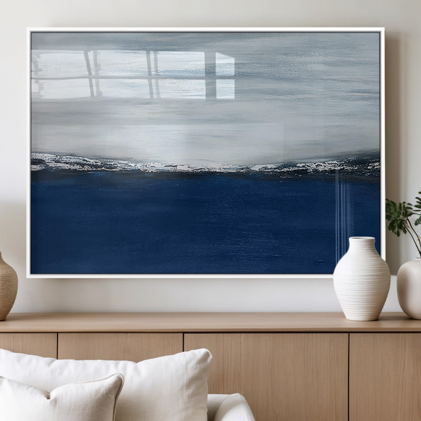 62197-MGV-FP-36X24-3P_White-Navy Blue Abstract Wall Art Canvas Print