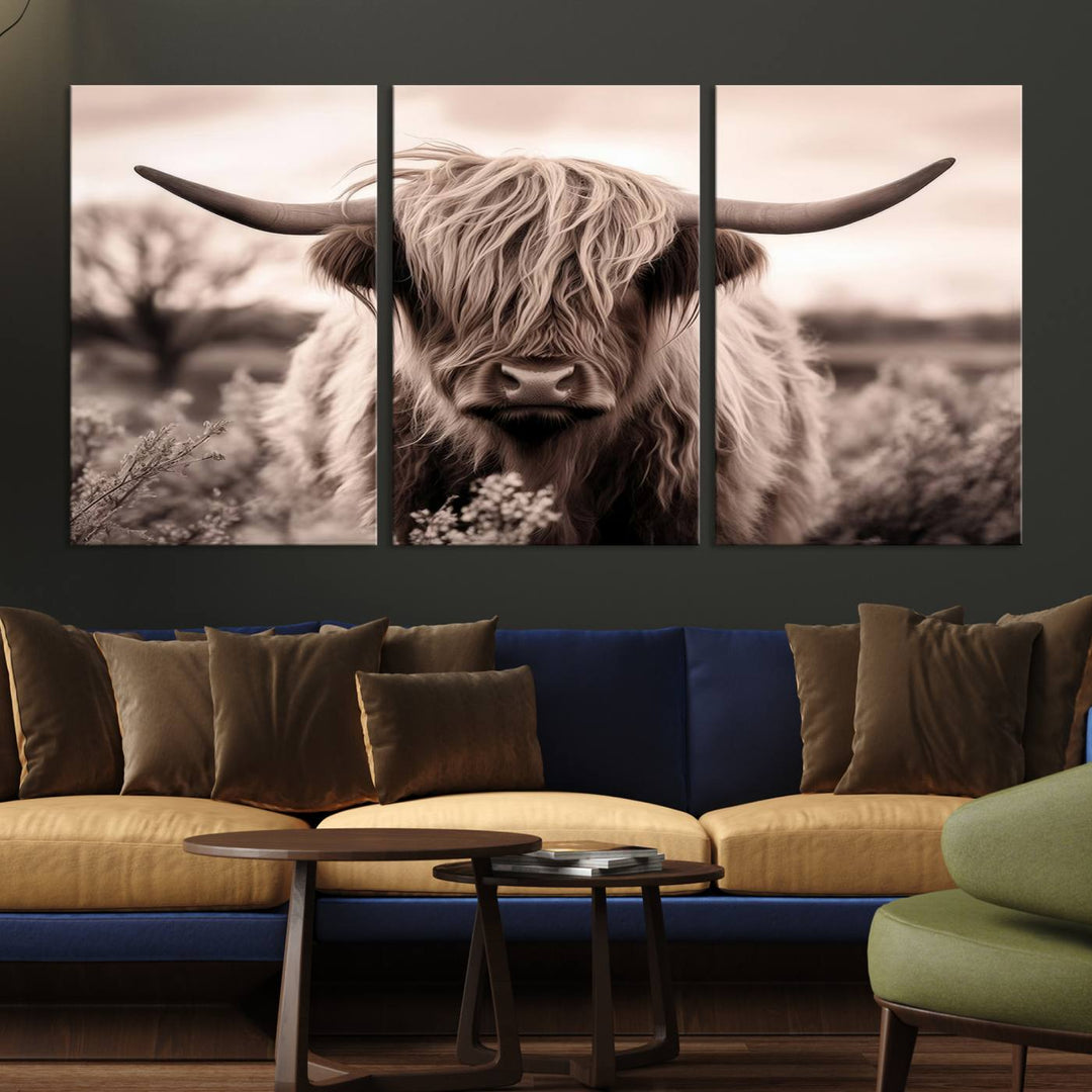 Scottish Cow Longhorn Wall Art Canvas Print.