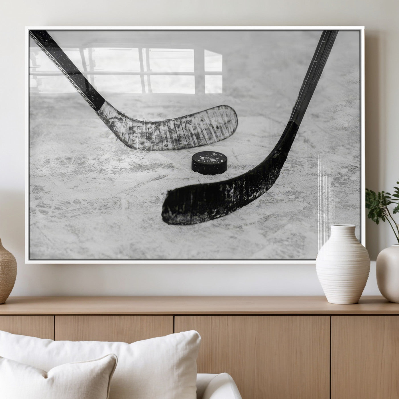 MGV-FP-36X24-3P - Winter Ice Hockey Sport Canvas Wall Art Print - Hockey Wall Art Print