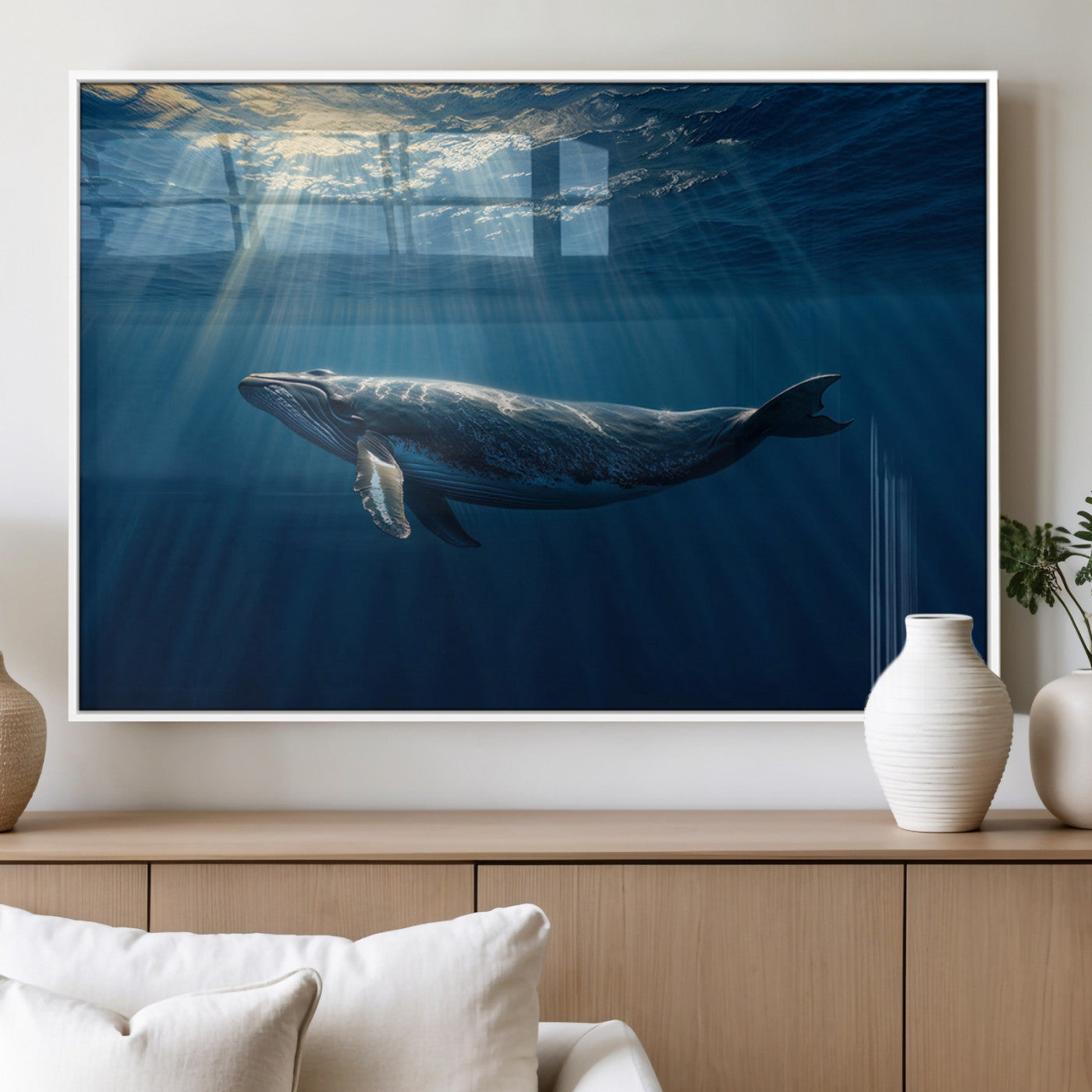18052-MGV-FP-36X24-3P_White-Whale under Ocean Wall Art Canvas Print