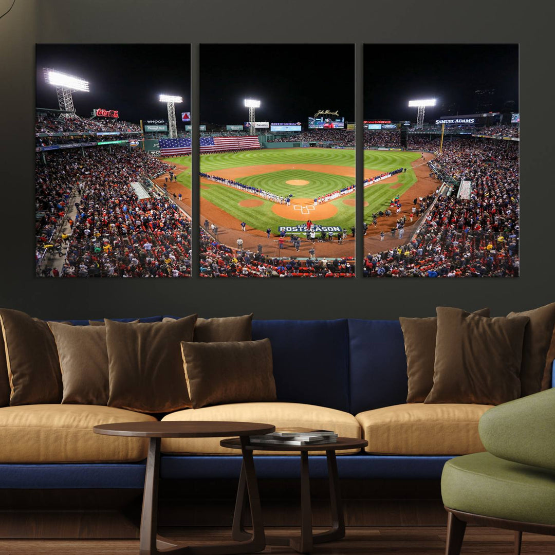 Fenway Park Postseason Triple Canvas Wall Art - Boston Red Sox Historic Game