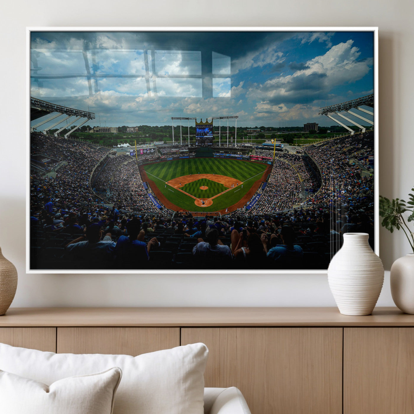 MGV-FP-36X24-3P - 3-Panel Kauffman Stadium Wall Art Print | Large Kansas City Royals Baseball Canvas Print for Sports