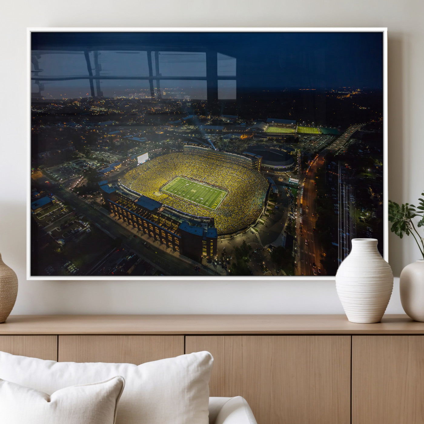52519-MGV-FP-36X24-3P_White-Michigan Wolverines Football Team Print - Michigan Stadium Wall Art Canvas Print