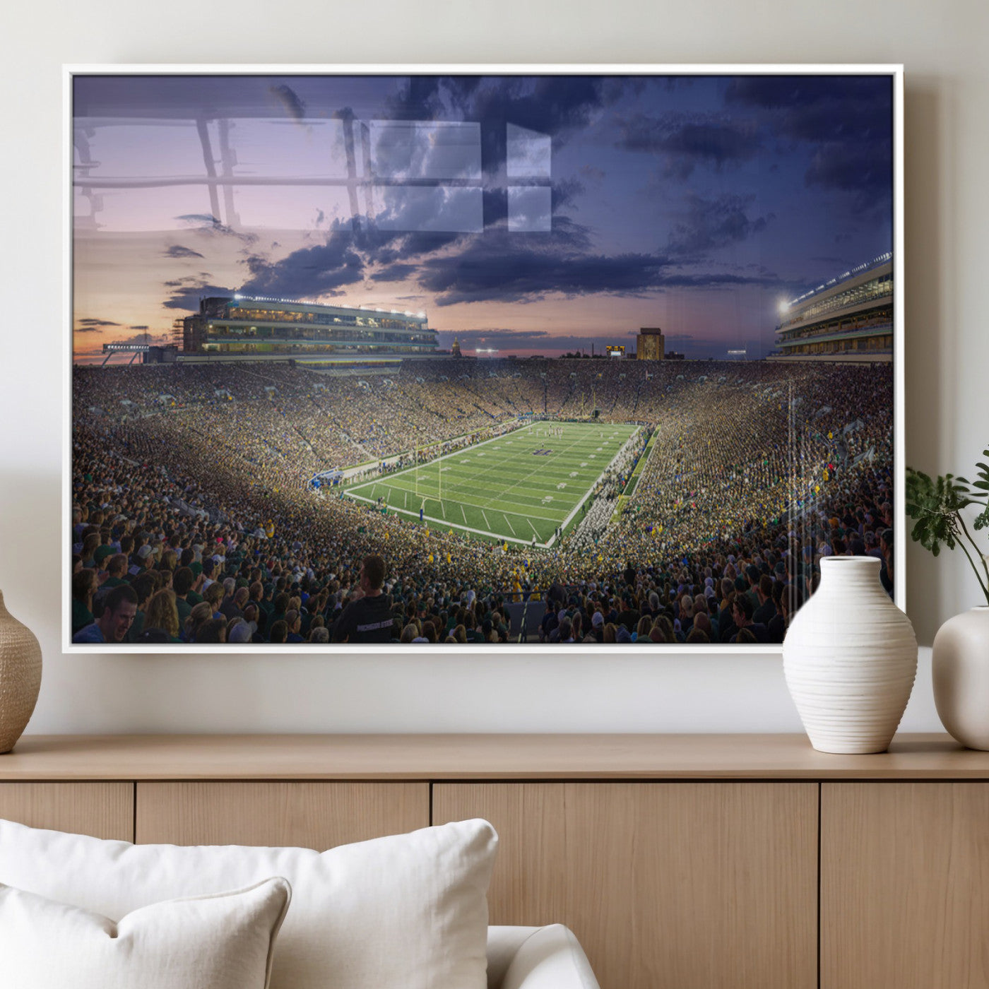 MGV-FP-36X24-3P - Notre Dame Fighting Irish Football Team Print - Notre Dame Stadium Wall Art Canvas Print