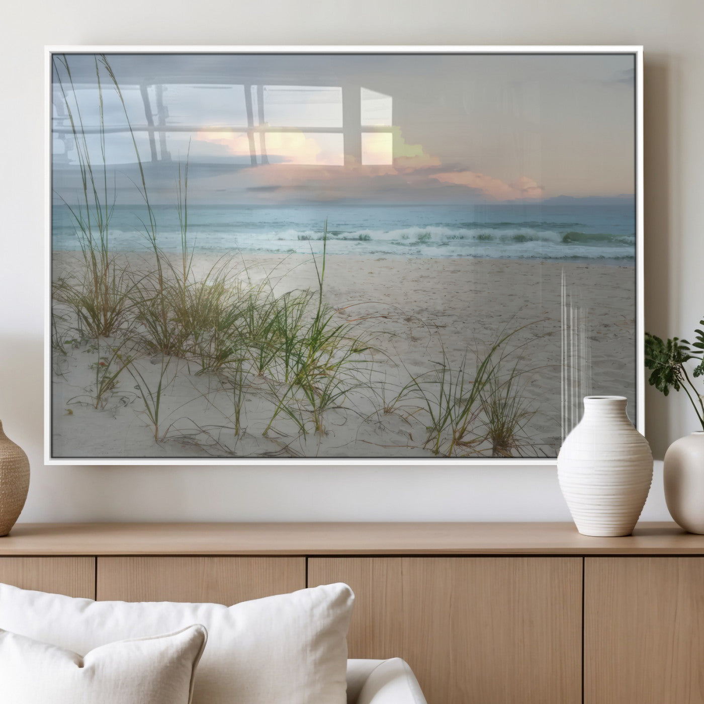 MGV-FP-60X30-3P - Flight Over Coastal Beach Landscape, Flight Over Coastal Beach Print Canvas Wall Art