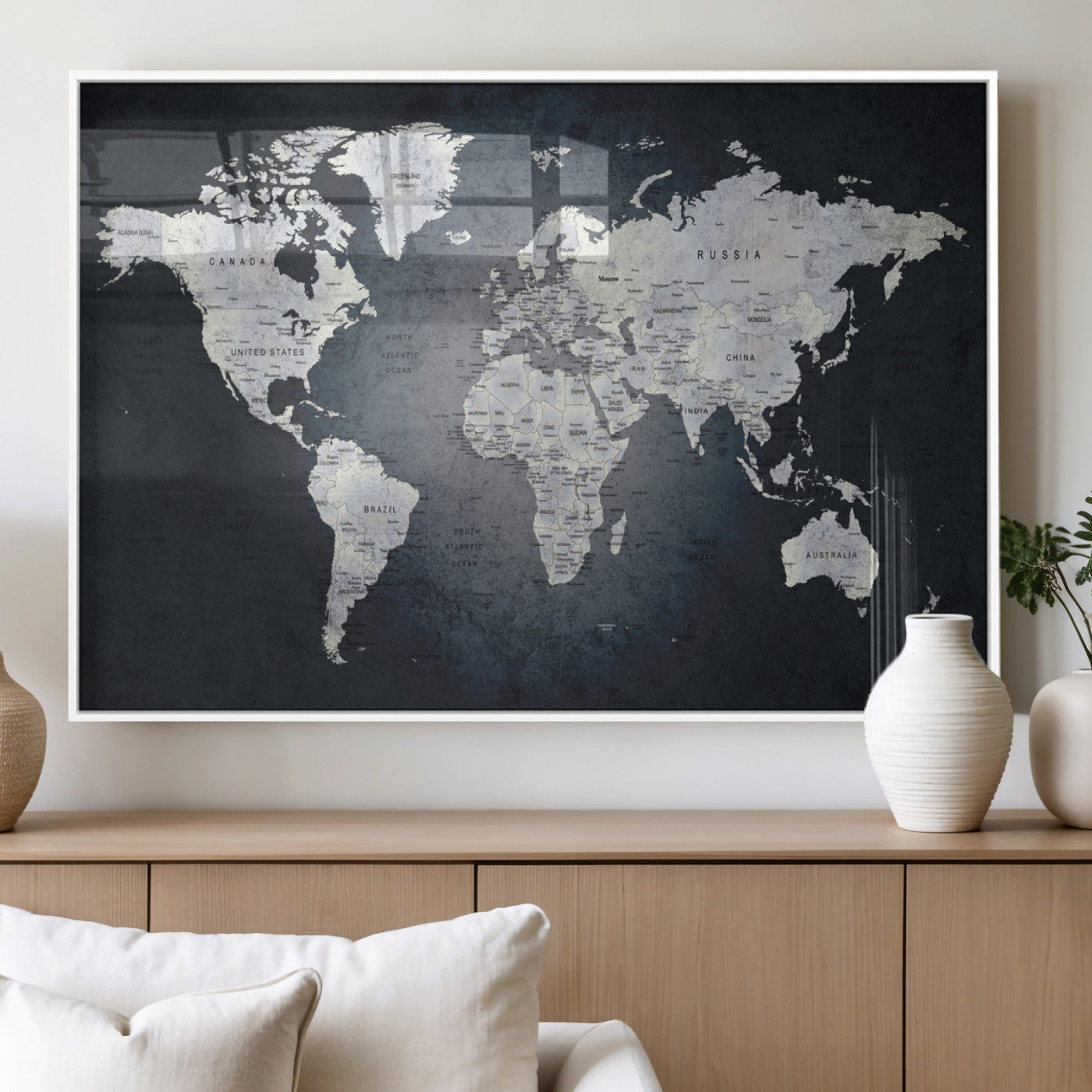MGV-FP-60X30-3P - World Map Wall Art Canvas Print for Home and Office Decor