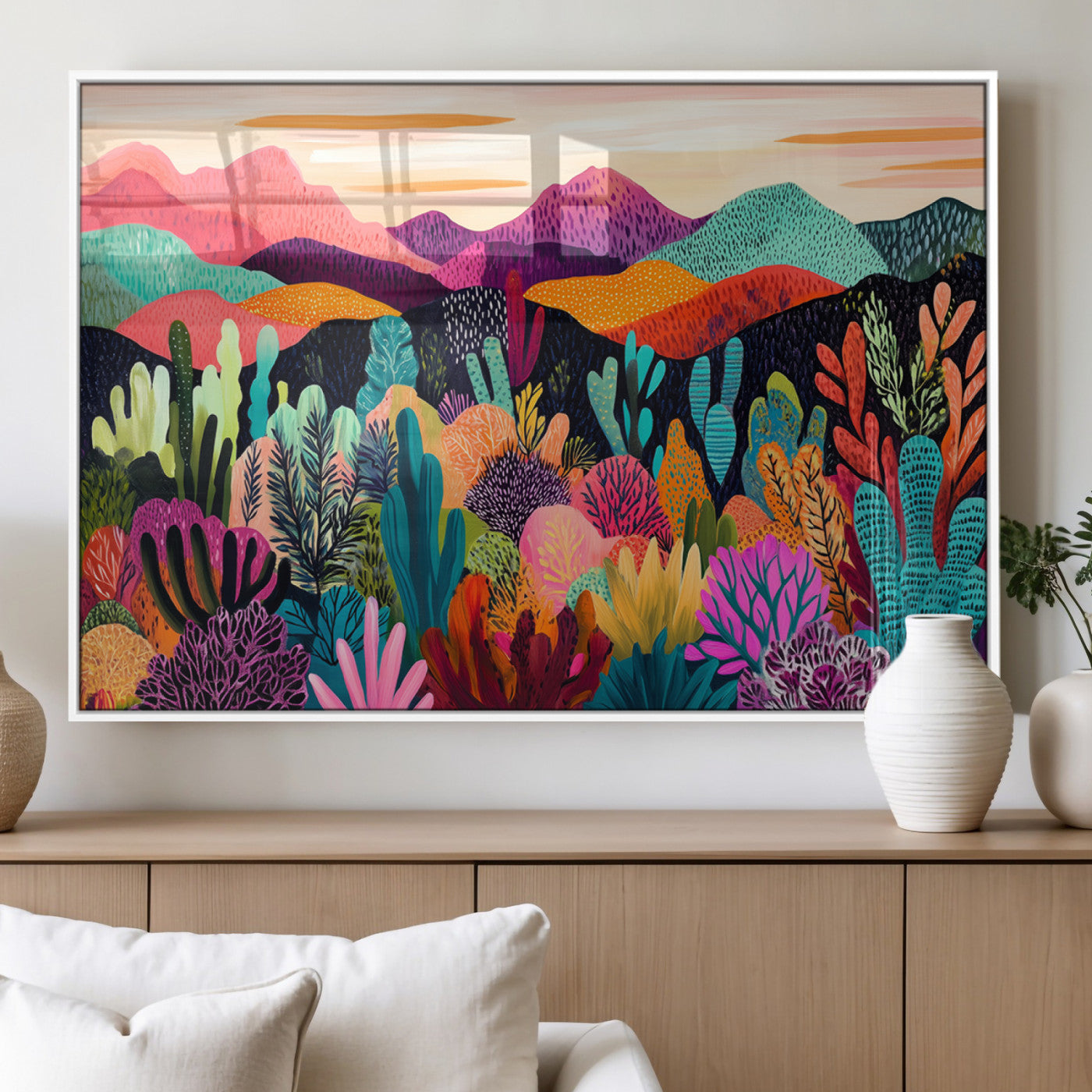 MGV-FP-60X30-3P - Abstract Kusama Print - Landscape Canvas Wall Art Print - Vibrant Modern Decor for Living Room,