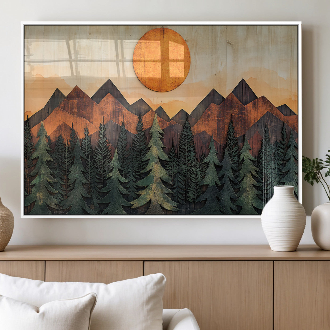MGV-FP-60X30-3P - Sunset Mountain Landscape Canvas Wall Art Print - Nature Decor for Living Room, Office