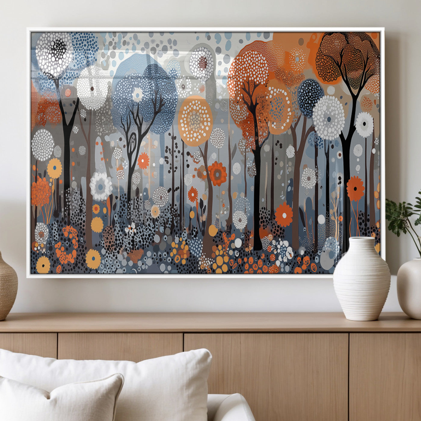 MGV-FP-36X24-3P - Abstract Winter Landscape Canvas Wall Art Print - Large Colorful Nature Wall Decor
