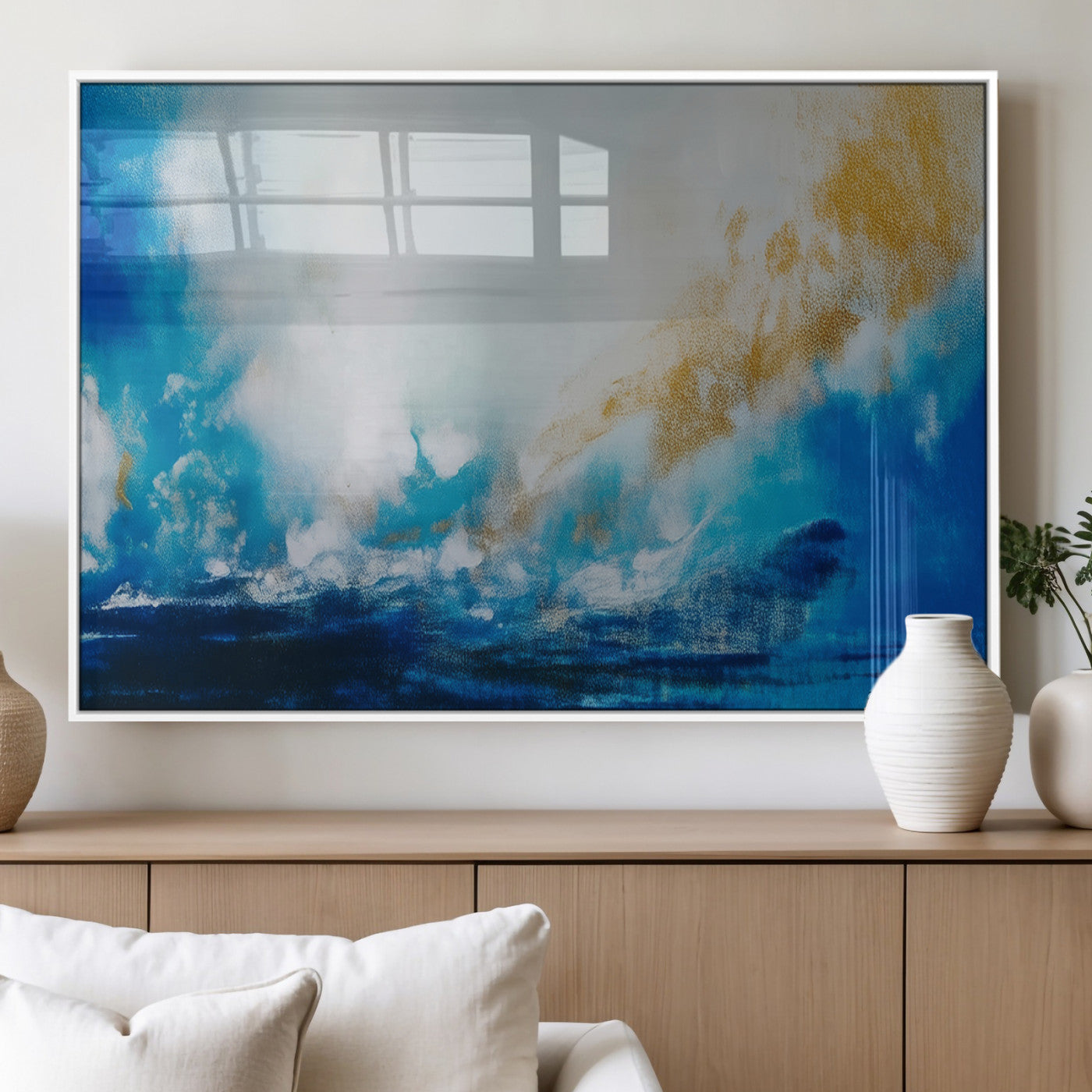 MGV-FP-60X30-3P - Blue Abstract Print - Dynamic Ocean-Inspired Canvas Wall Art