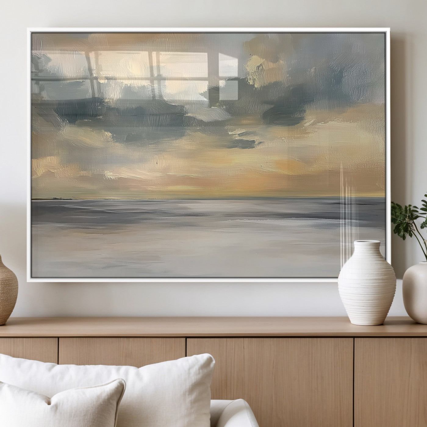 MGV-FP-60X30-3P - Modern Coastal Artwork with Vibrant Abstract Ocean Waves Wall Art Canvas Print for Contemporary