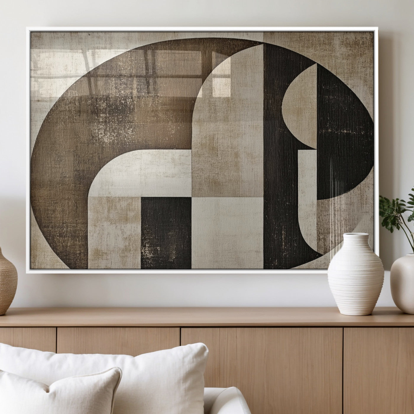 MGV-FP-36X24-3P - Wabi Sabi Abstract Wall Art | Geometric Modern Minimalist Canvas Print with Neutral Mid Century Art