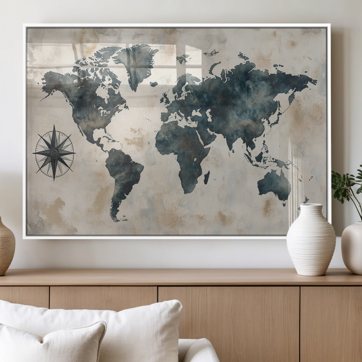 MGV-FP-60X30-3P - Push Pin World Map Canvas Print – Framed Wall Art for Couples to Track Their Travels – Anniversary