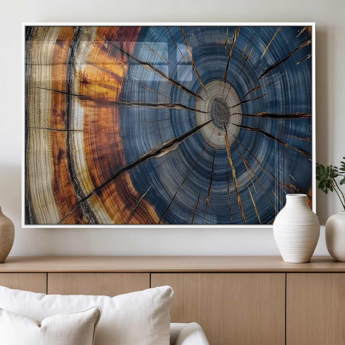 MGV-FP-60X30-3P - Abstract Tree Rings Canvas Wall Art - Wood Grain Canvas Print - Nature-Inspired Modern Wood Grain