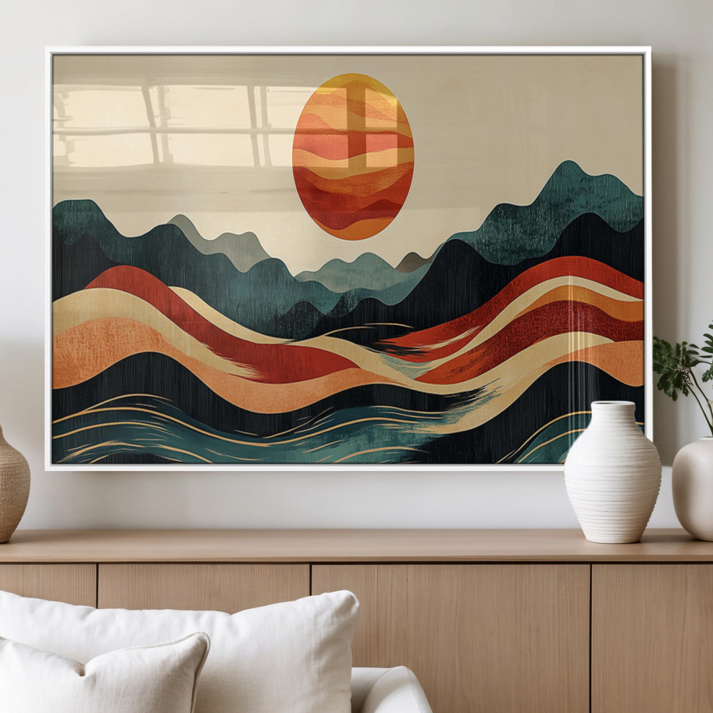 MGV-FP-60X30-3P - Mountain Triptych Wall Art - Western Nature Prints - Framed Boho Pine Tree Canvas for Log Cabin or