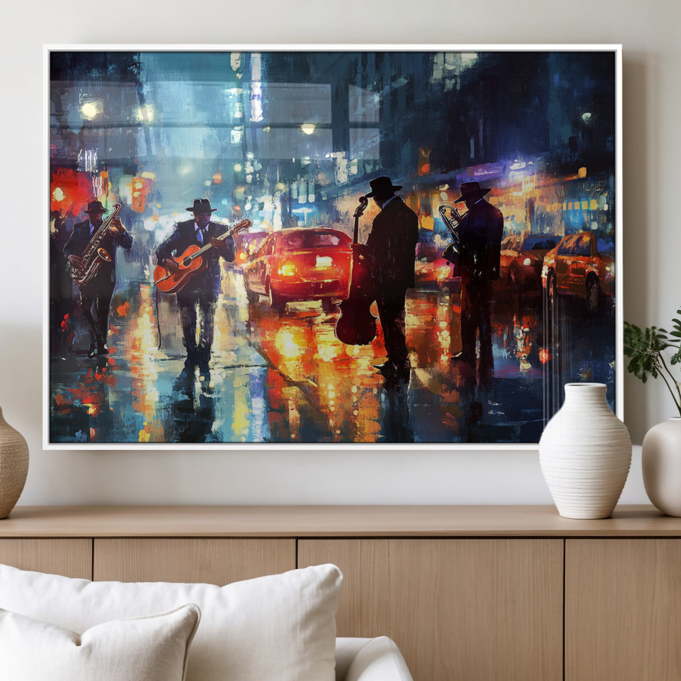 MGV-FP-60X30-3P - African American Jazz Canvas - Abstract Music Wall Art Print - Abstract Jazz Wall Art Framed Prints