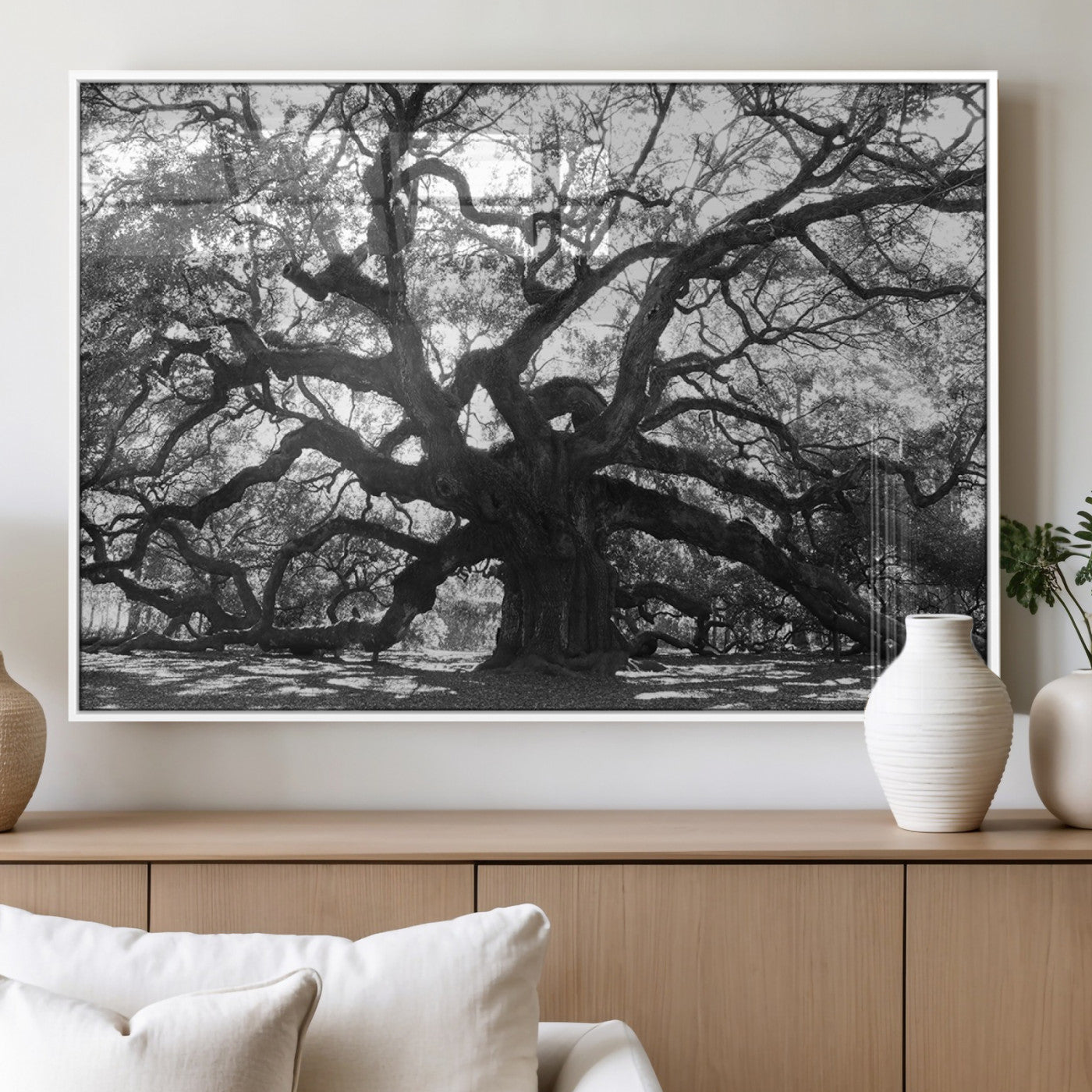 MGV-FP-60X30-3P - Ancient Oak Wall Art Canvas Print, Framed Twisted Branches Art Picture Print, Gnarled Tree Perfect Moody Nature Decor Artwork