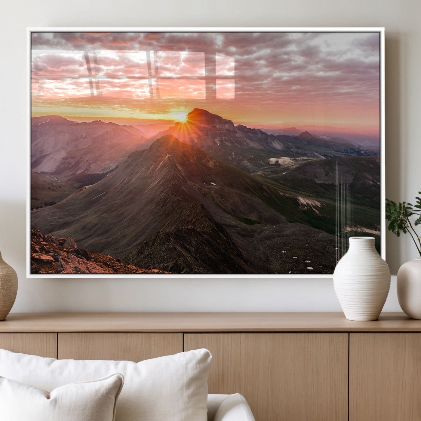 MGV-FP-36X24-3P - Majestic Sunrise Wall Art – Canvas Print of Rugged Mountain Peaks, Vibrant Sky, Serene Landscape, Nature Decor for Home or Office