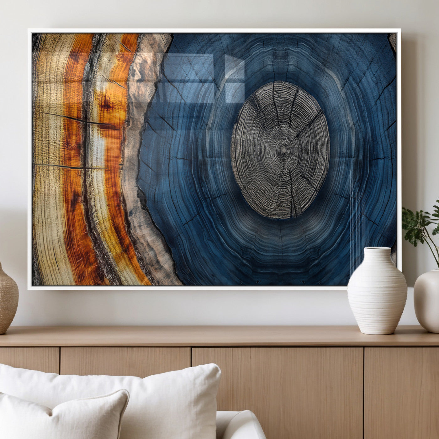 MGV-FP-36X24-3P - Abstract Tree Rings Wall Art Canvas Print - Wood Grain Rings Artwork Print - Nature Woodland Modern
