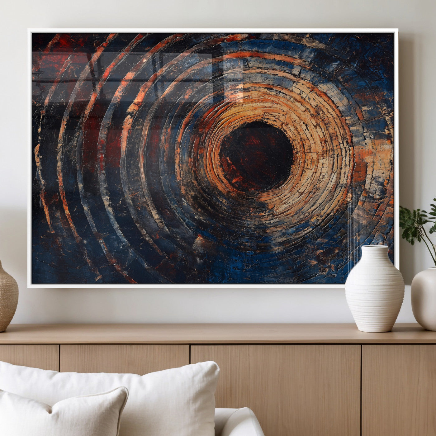 MGV-FP-60X30-3P - Wood Tree Ring Wall Art Canvas Print, Framed Natural Wood Art Picture Print, Rustic Tree Slice Perfect Rustic Decor Artwork