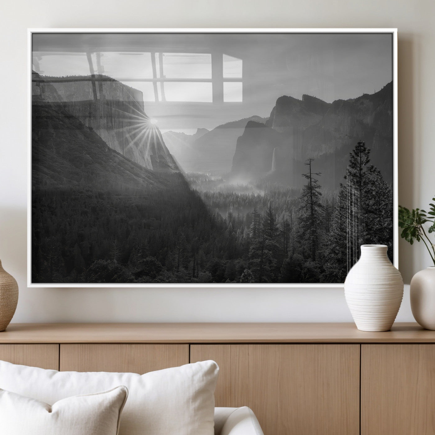 MGV-FP-60X30-3P - Yosemite Valley Wall Art Canvas Print, Framed El Capitan Sunrise Art Picture Print, Misty Mountain Perfect Modern Rustic Decor Artwork