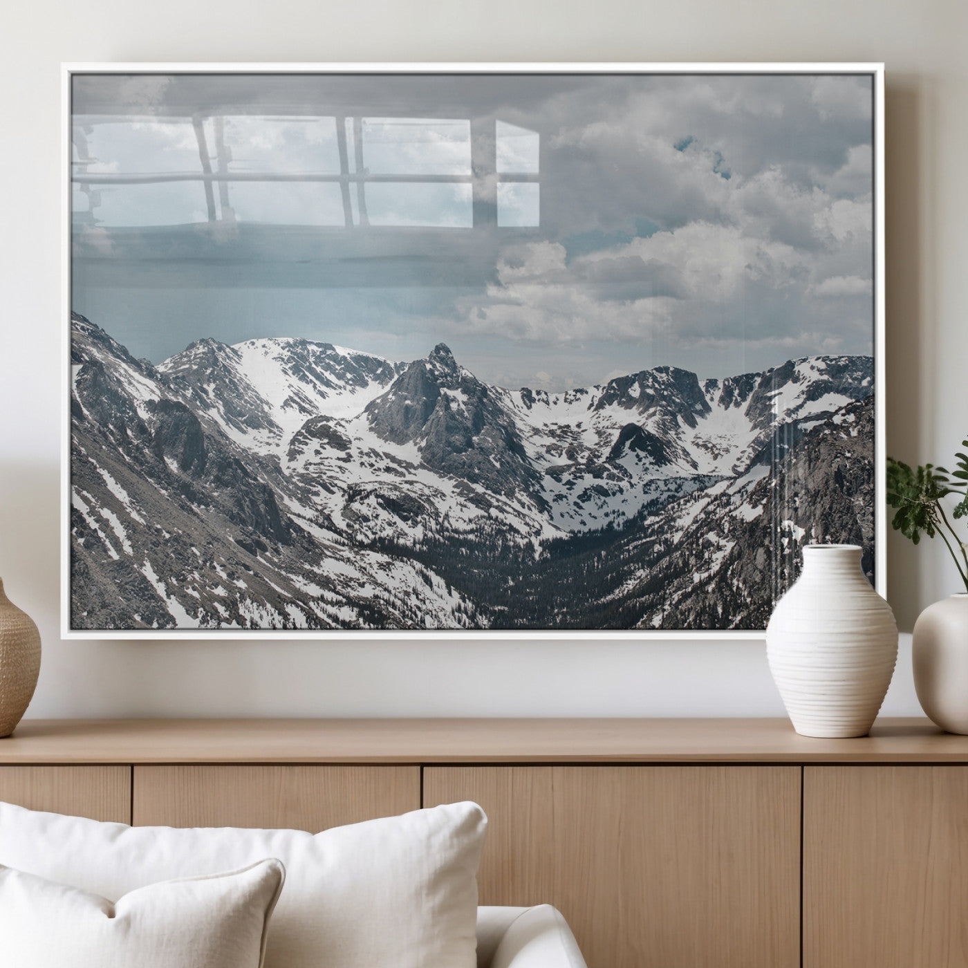 MGV-FP-36X24-3P - Snowy Peaks Wall Art Canvas Print, Framed Alpine Wilderness Art Picture Print, Mountain Escape Perfect Winter Serenity Decor Artwork