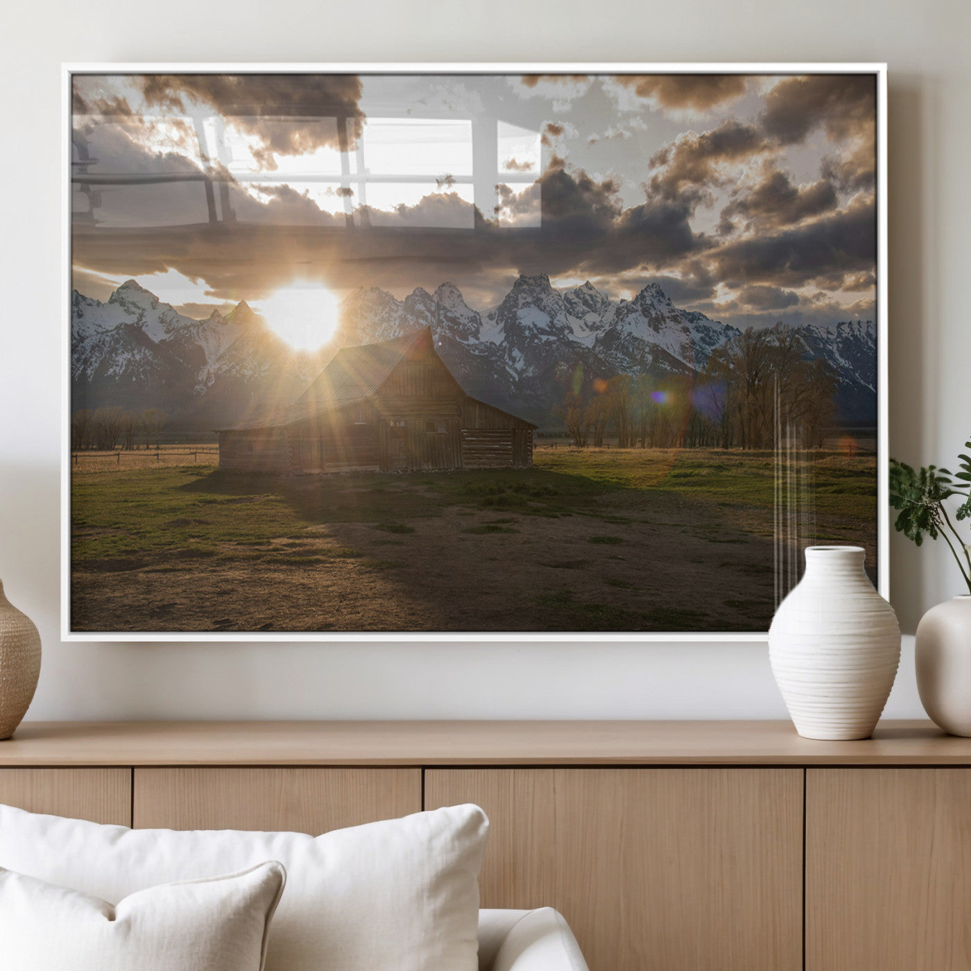 MGV-FP-36X24-3P - Snowy Peaks Wall Art Canvas Print, Framed Nature Escape Art Picture Print, Rustic Charm Perfect Rustic Western Decor Artwork