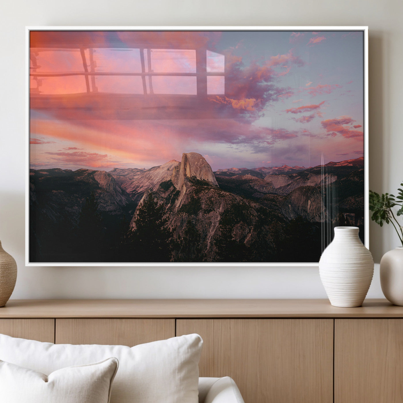 MGV-FP-60X30-3P - Half Dome Wall Art Canvas Print, Framed Yosemite National Park Art Picture Print, Dramatic Sunset Perfect Adventurous Wilderness Decor Artwork