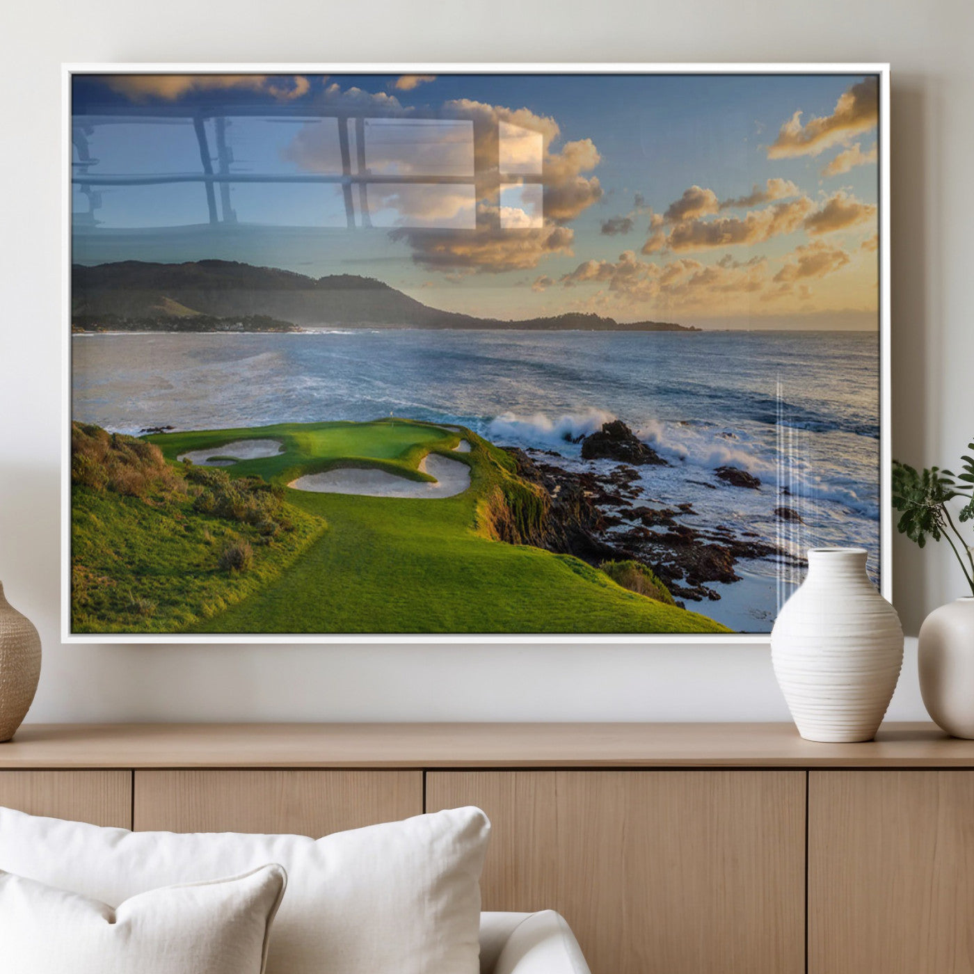 MGV-FP-60X30-3P - Pebble Beach Golf Links Wall Art Canvas Print – Iconic Coastal Golf Course Artwork, Perfect for