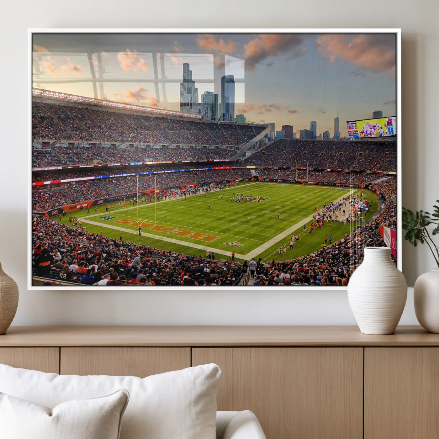 MGV-FP-60X30-3P - Chicago Bears Soldiers Field Wall Art Canvas Print – Framed Football Stadium Artwork for Sports