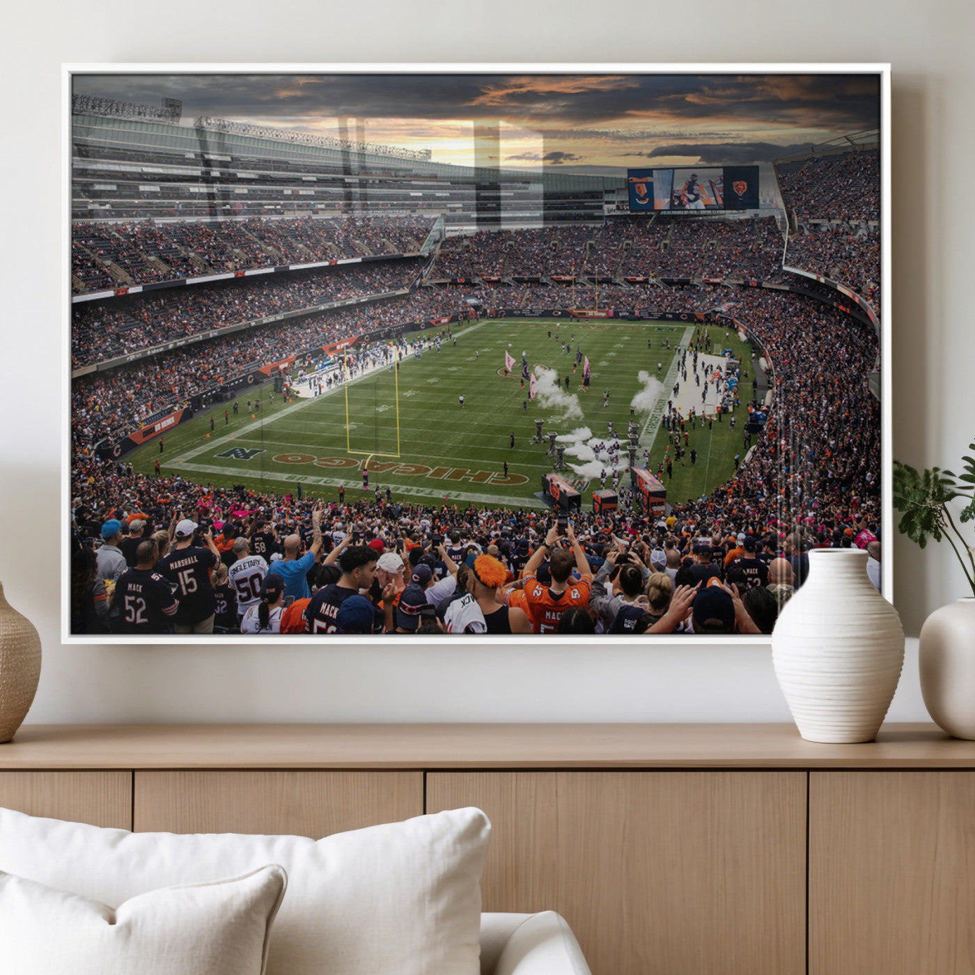 MGV-FP-60X30-3P - Chicago Bears Soldiers Field Wall Art Canvas Print – Framed Football Stadium Artwork for Sports