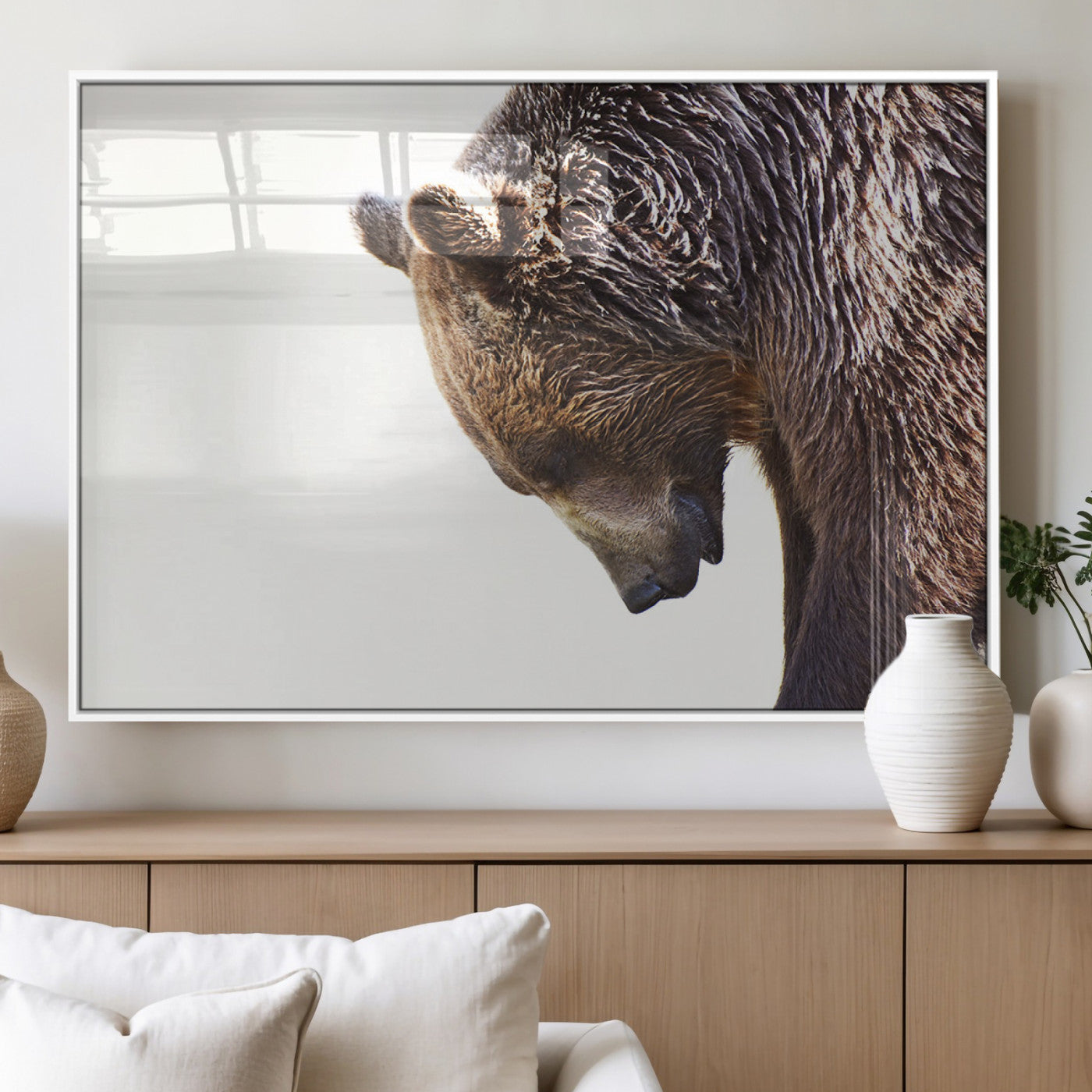 Majestic Bear Portrait - Capture the raw beauty of a bear in a detailed close-up, perfect for your Wall Art Canvas Print collection
