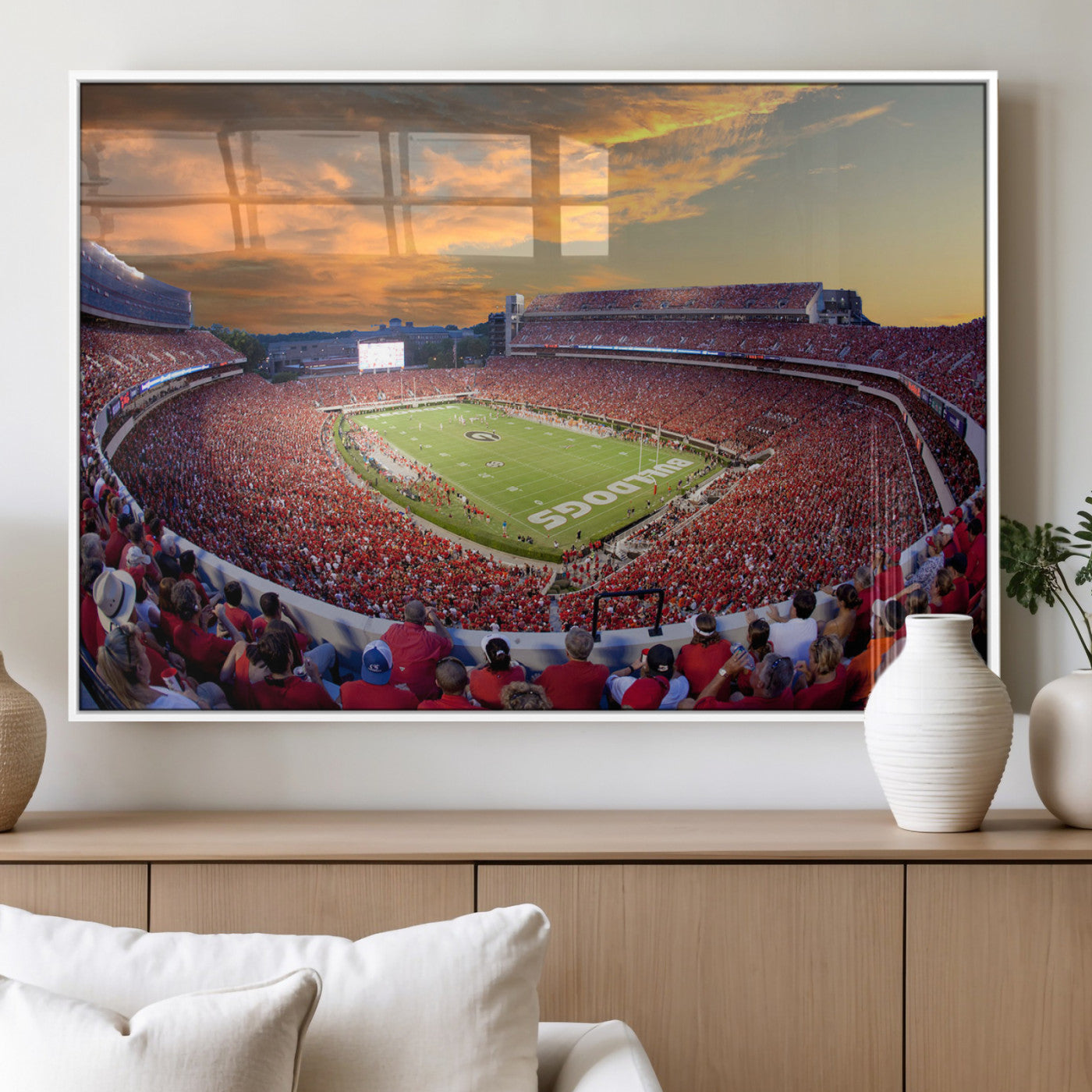 73680988-MGV-CV-60X30-3P-Dooley Stadium Wall Art Print, Sports Arena Canvas Wall Art, Dooley Field at Sanford Stadium Canvas Print, Modern Athletic Field Art Printing