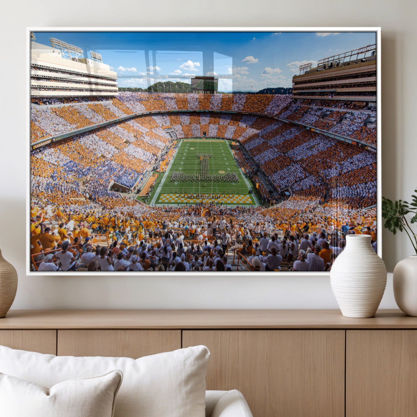 64238859-MGV-CV-60X30-3P-Tennessee Neyland Stadium Wall Art Print, Sports Arena Canvas Wall Art, Panoramic Stadium Canvas Print, Modern Athletic Field Art Printing