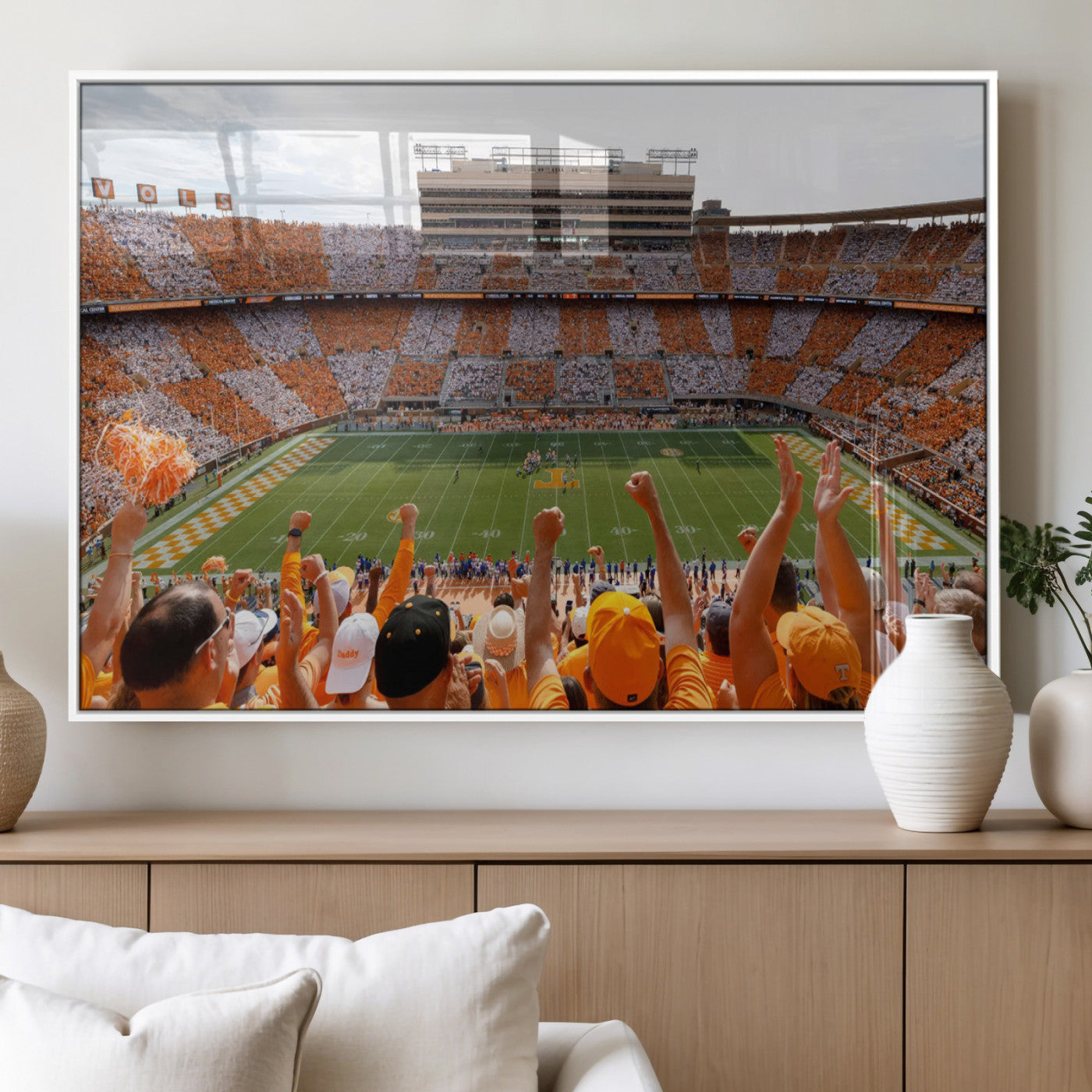 76011417-MGV-CV-60X30-3P-Tennessee Neyland Stadium Wall Art Print, Sports Arena Canvas Wall Art, Panoramic Stadium Canvas Print, Modern Athletic Field Art Printing