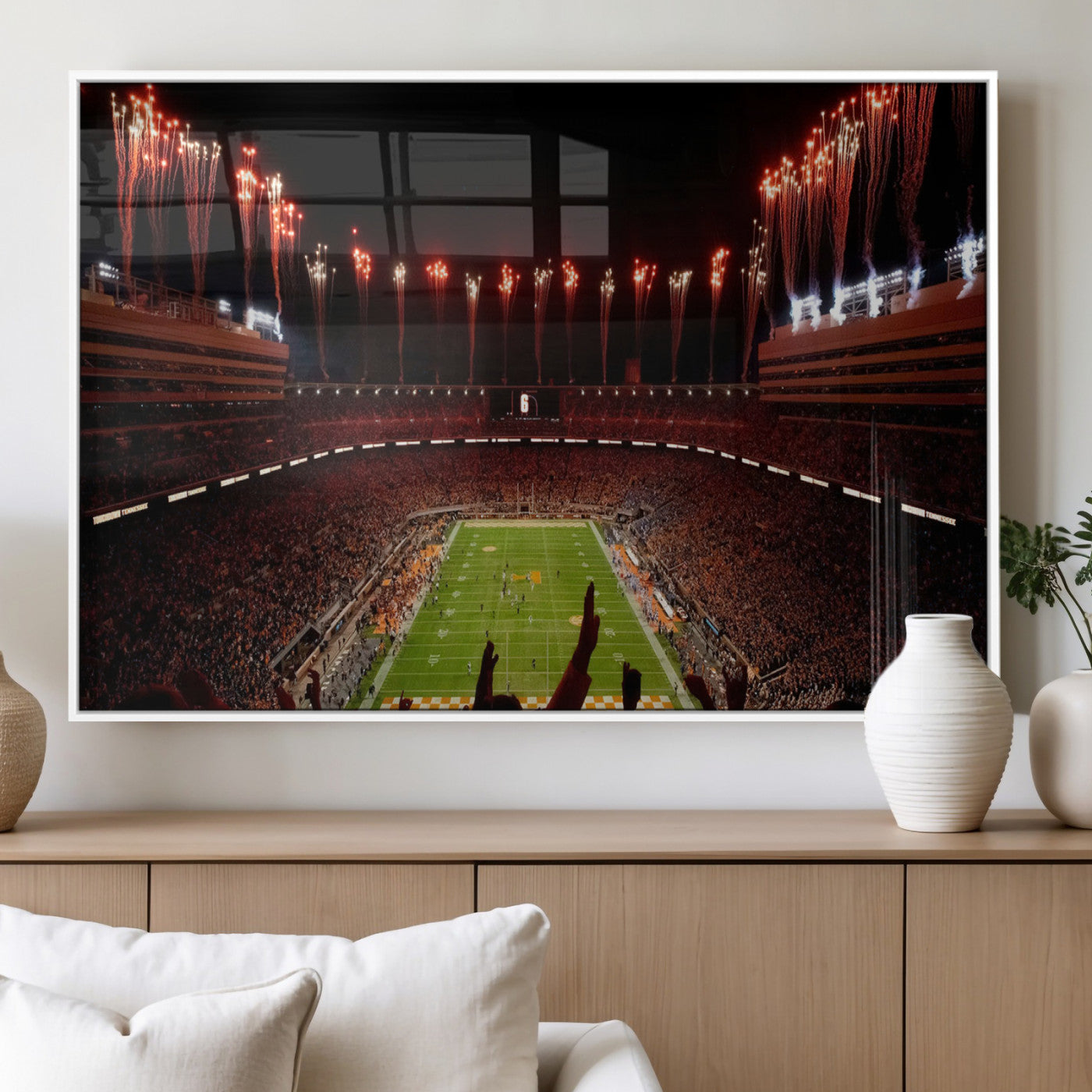 73358115-MGV-FP-36X24 - Tennessee Neyland Stadium Wall Art, Sports Arena Canvas Print, Panoramic Stadium Canvas Artwork for Home, Office