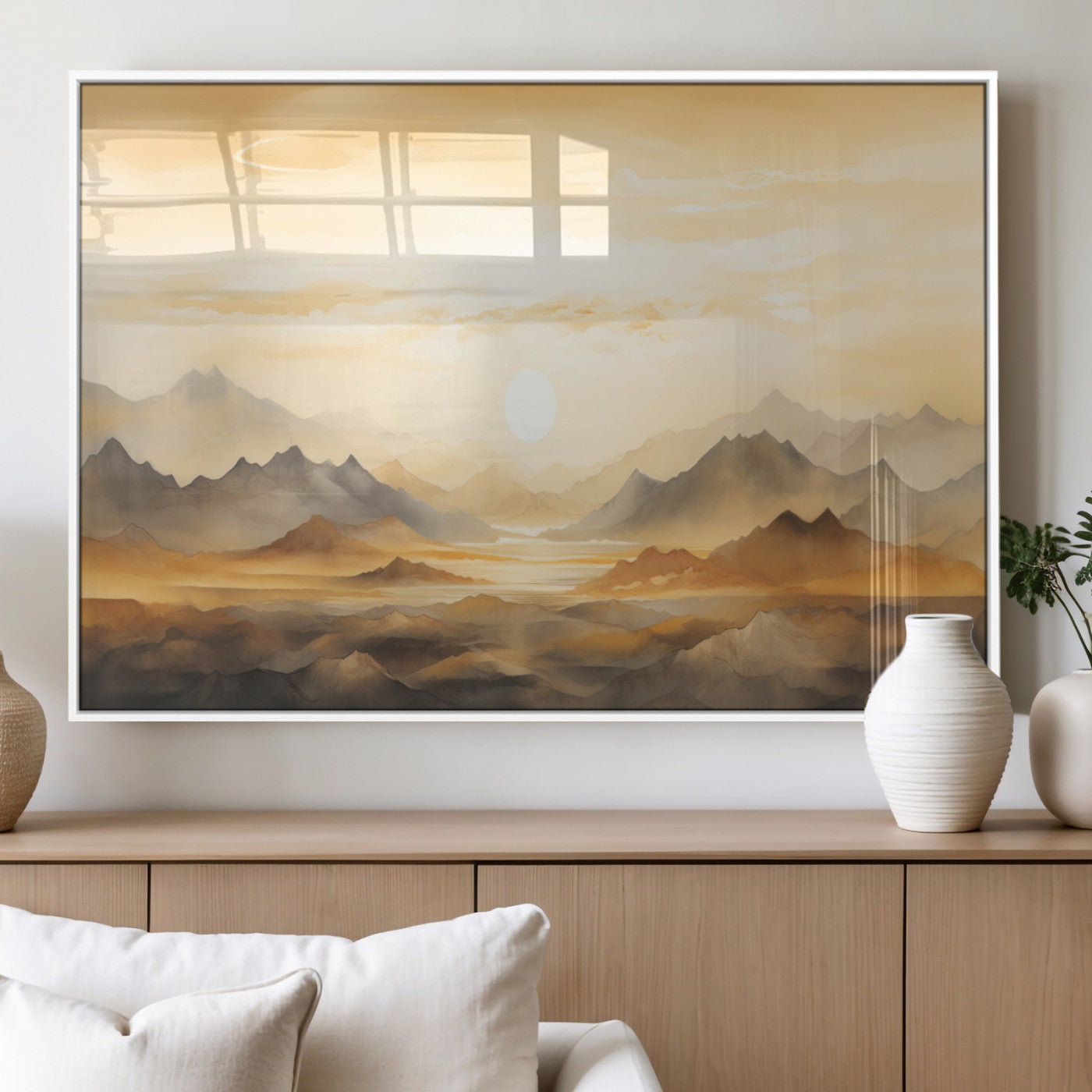 Nihat1-29-MGV-CV-36X24-Sepia Color Abstract Mountain Wall Art Canvas Print