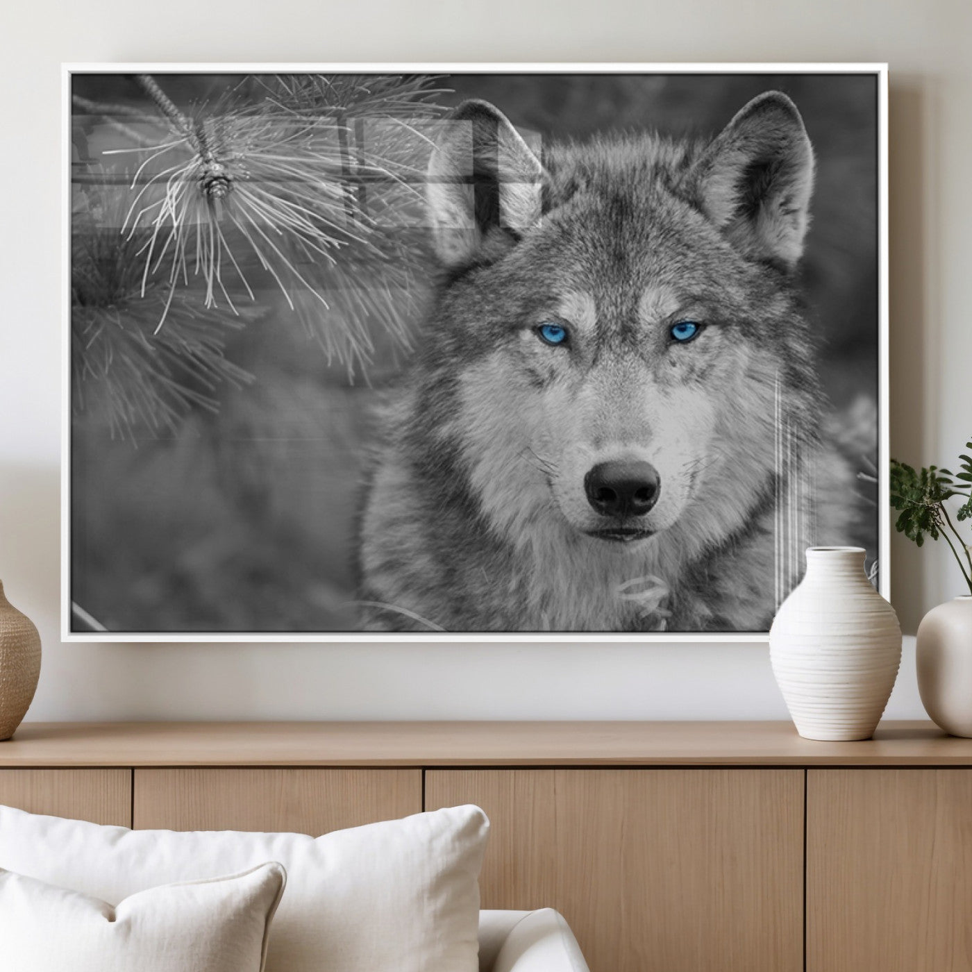 MGV-FP-60X30-3P - Wild Wolf Blue Eye Wall Art Canvas Print
